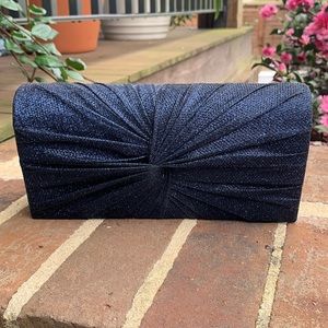 Blue Colored Sparkly Clutch with Shoulder Strap Wedding Evening Bag Gently used